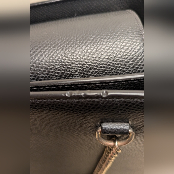 DKNY Black Leather Charm Tote with Gold Accents - Picture 10 of 16